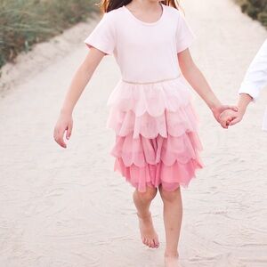 Hanna Andersson pink ombré soft tulle layered dress size 6/7 120CM